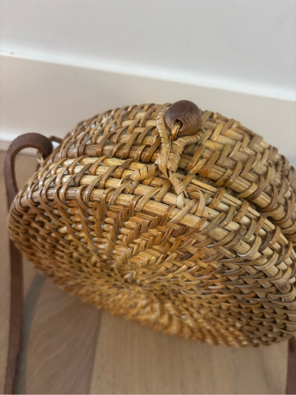 Zara Round Raffia Woven Rattan Crossbody Bag Natural Canteen Purse Handbag NEW - Picture 5 of 12